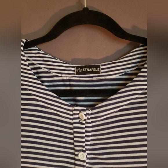 Etnafele Brand long sleeve button up striped t. Cardigan/ T. No size tag. - Picture 2 of 5